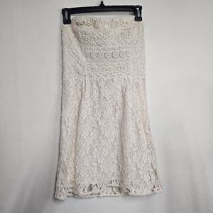 Free People white lace zippered mini dress size 4